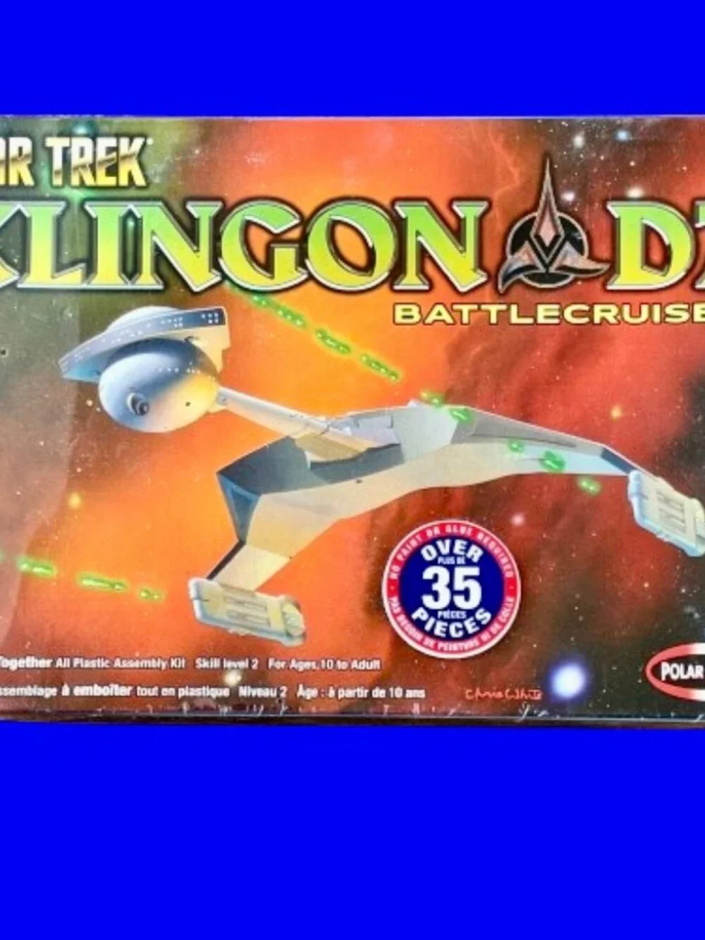Star Trek Klingon D7 Battlecruiser Snap-Together Plastic Kit by Polar Lights New